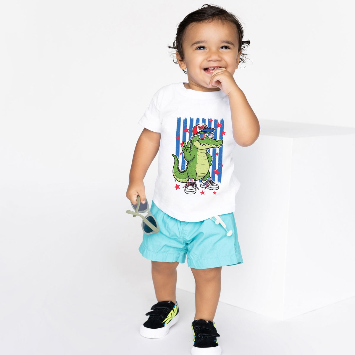 Patriotic Alligator Stripes - Toddler Short Sleeve Graphic product image 1