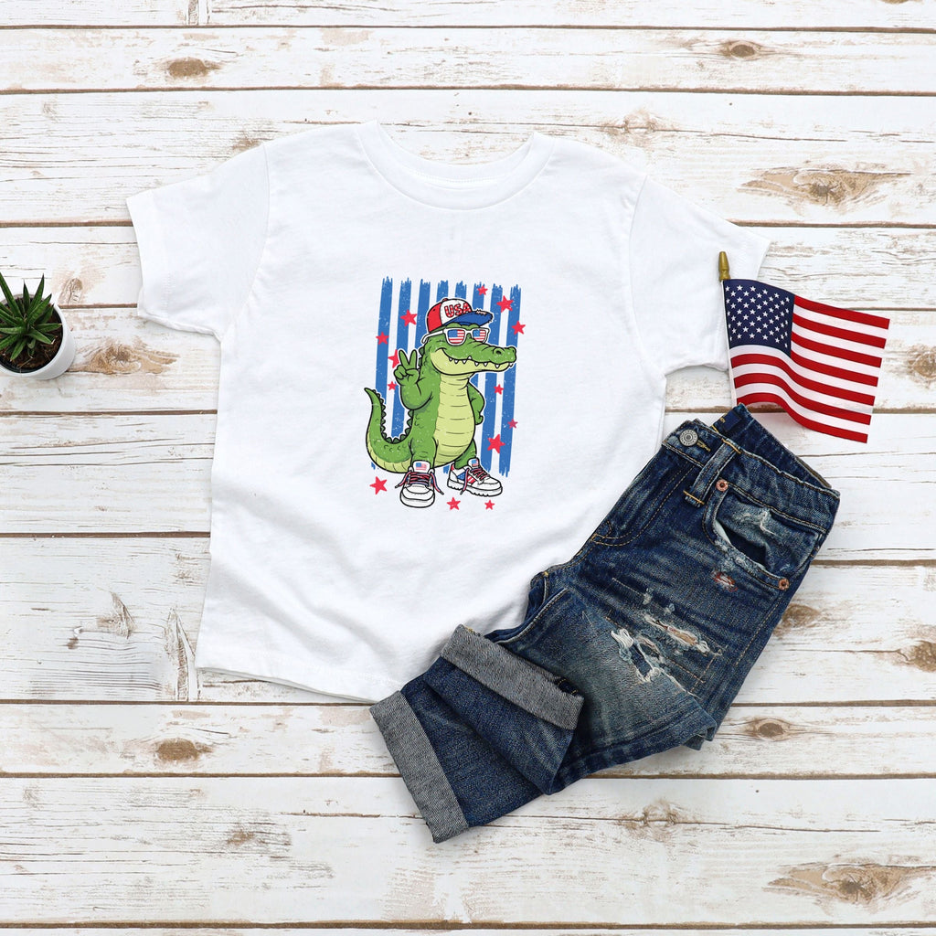 Patriotic Alligator Stripes - Toddler Short Sleeve Graphic product image 3