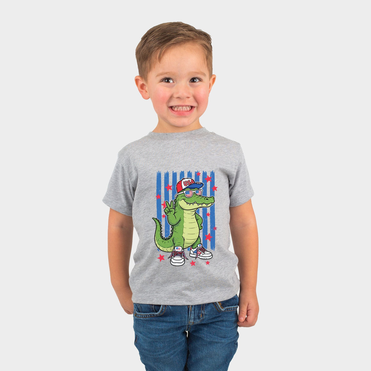 Patriotic Alligator Stripes - Toddler Short Sleeve Graphic product image 4