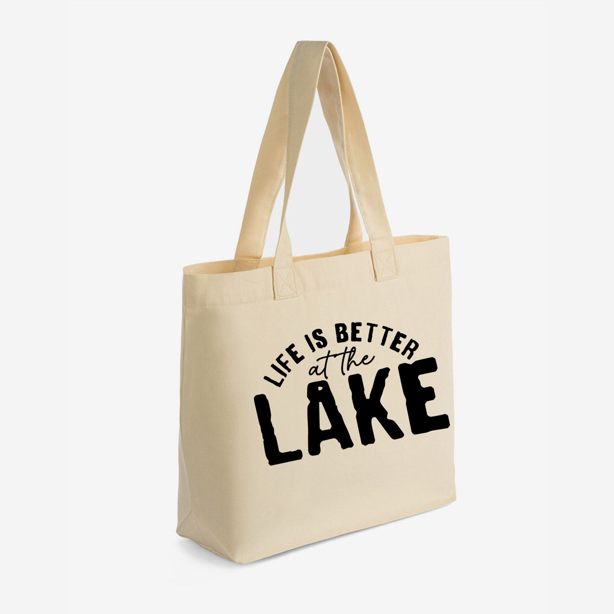 Life Is Better At The Lake Curved - Zippered Canvas Tote