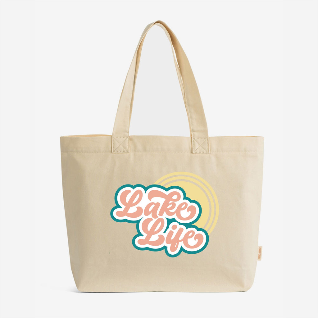 Lake Life Sun Colorful - Zippered Canvas Tote