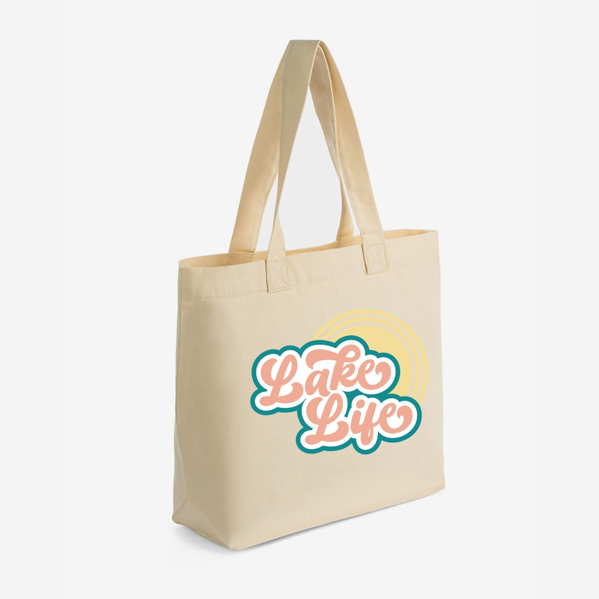 Lake Life Sun Colorful - Zippered Canvas Tote