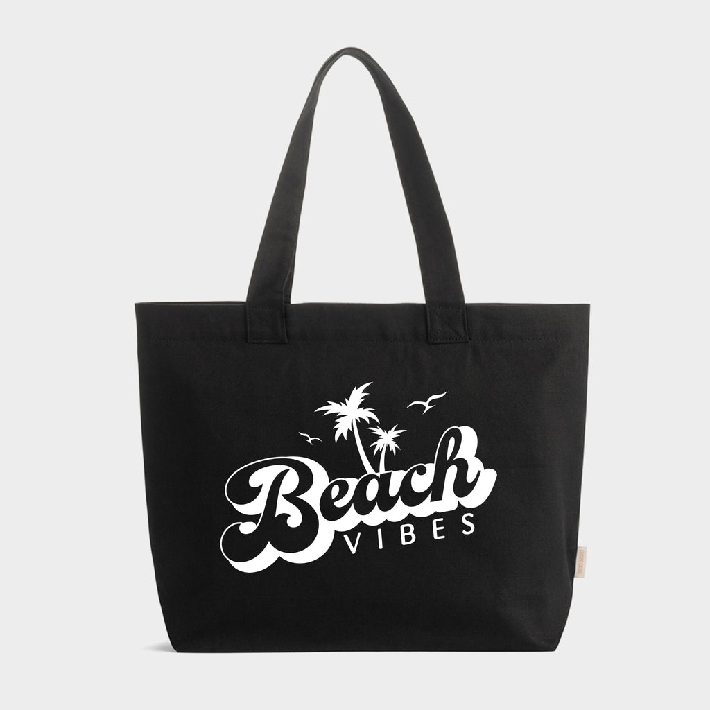 Beach Vibes Palm Trees - Zippered Canvas Tote