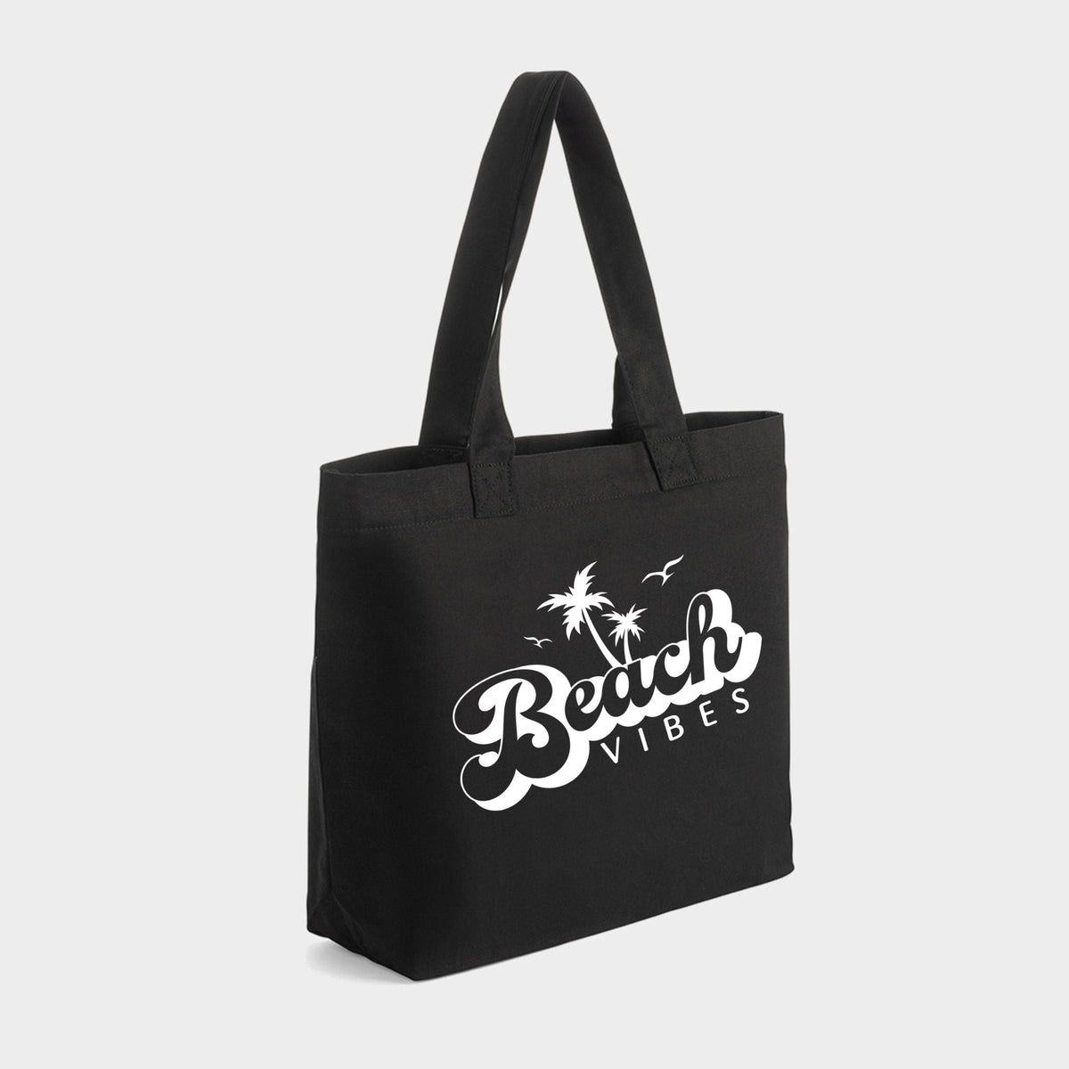 Beach Vibes Palm Trees - Zippered Canvas Tote