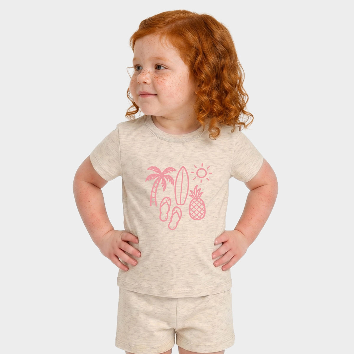 Beach Elements Outline - Toddler Crew Shorts Set product image 7