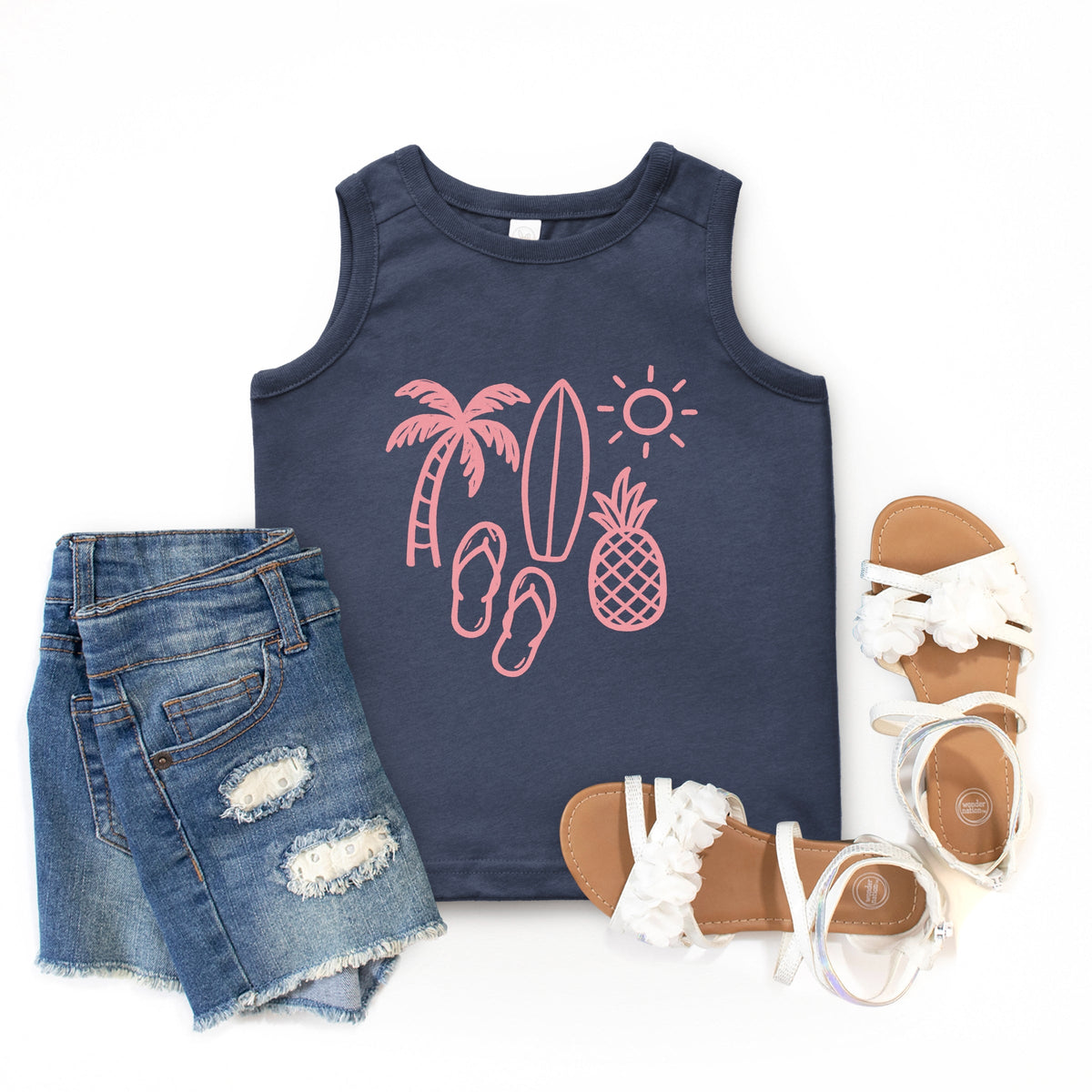 Beach Elements Outline - Youth Tank Top