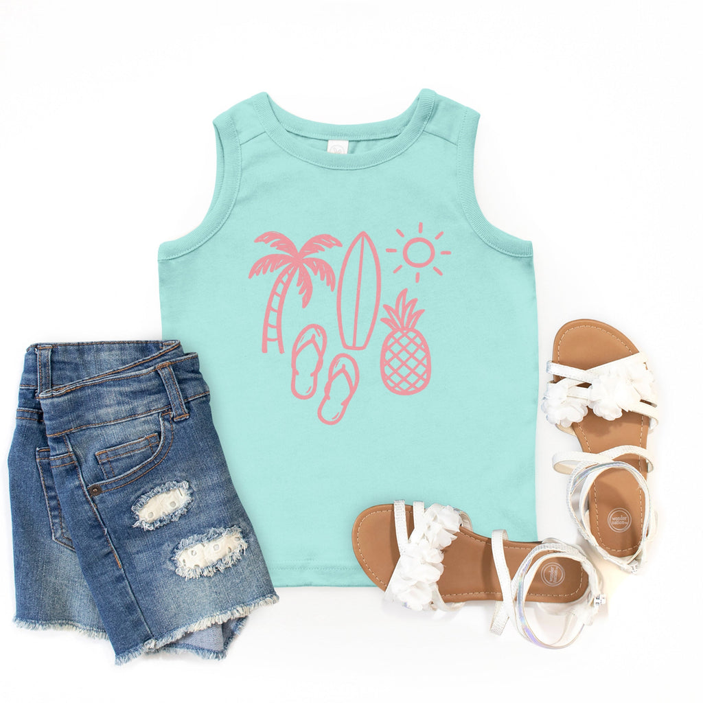 Beach Elements Outline - Youth Tank Top