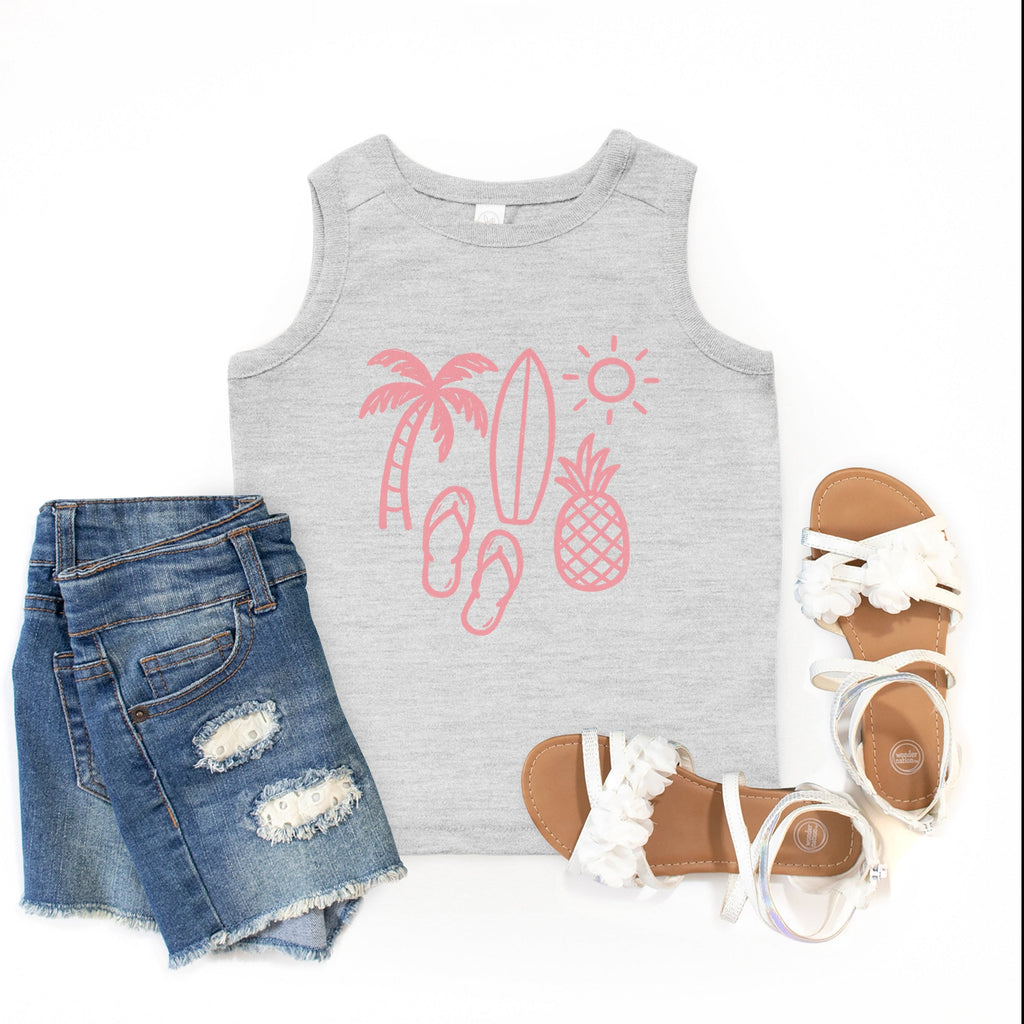 Beach Elements Outline - Youth Tank Top