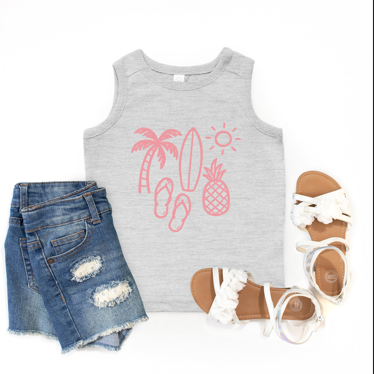 Beach Elements Outline - Youth Tank Top