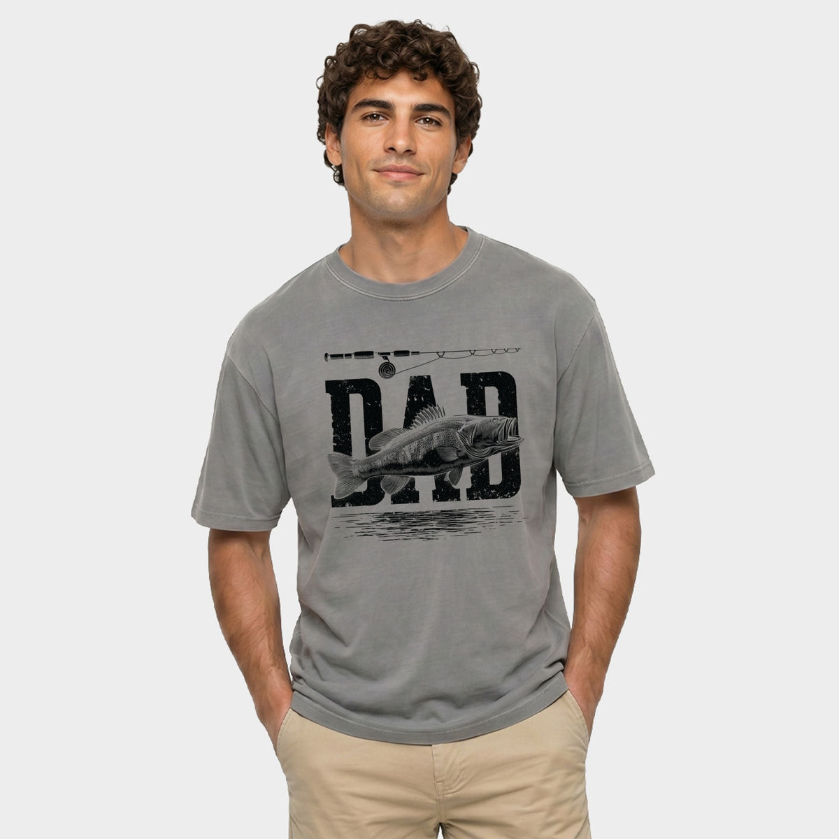 Dad Fishing Distressed - Men's Garment Dyed Graphic T-Shirt product image 2