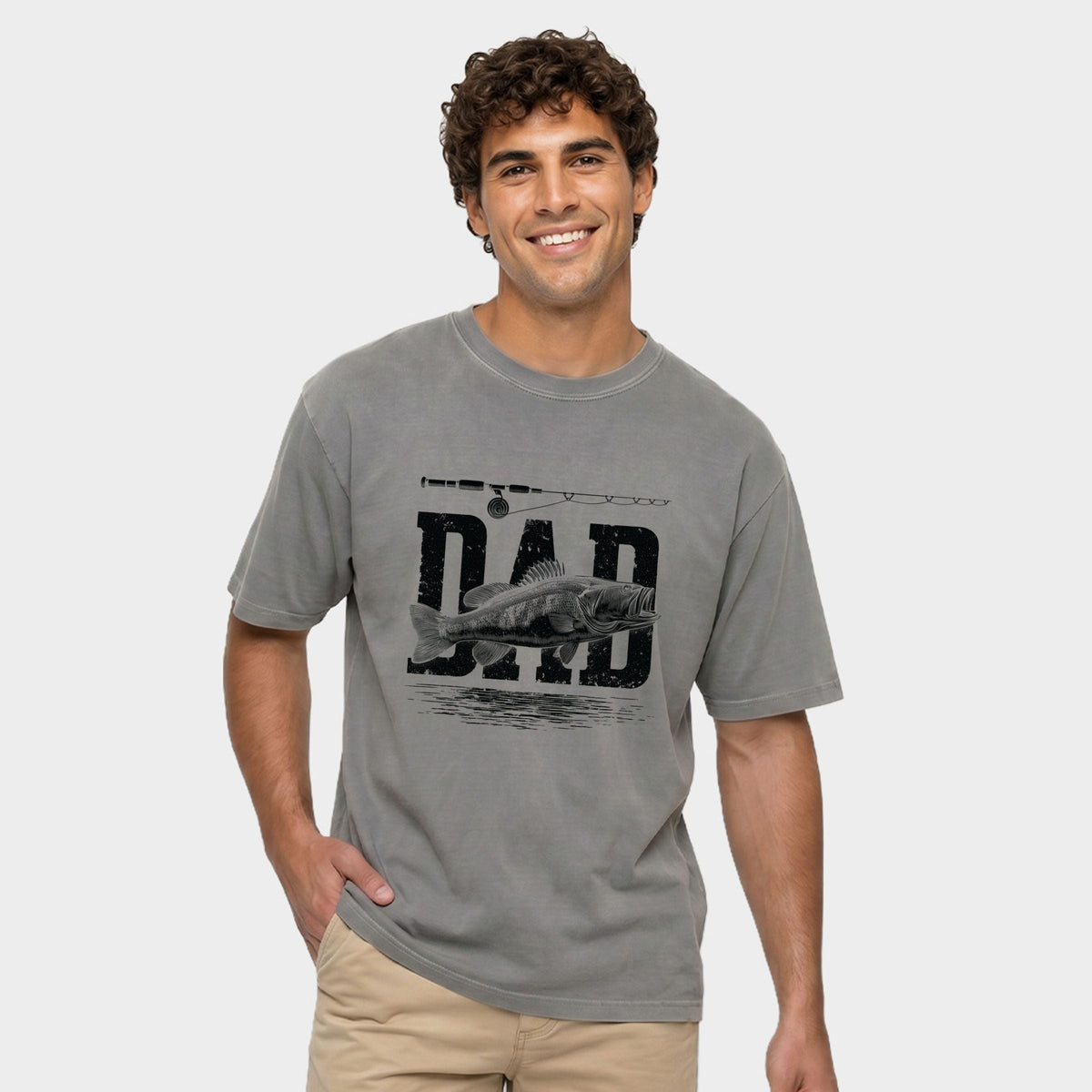 Dad Fishing Distressed - Men's Garment Dyed Graphic T-Shirt product image 1