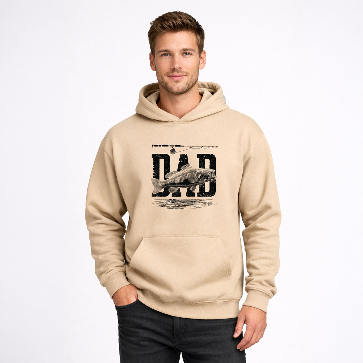 Dad Fishing Distressed - Men's Graphic Hoodie product image 1