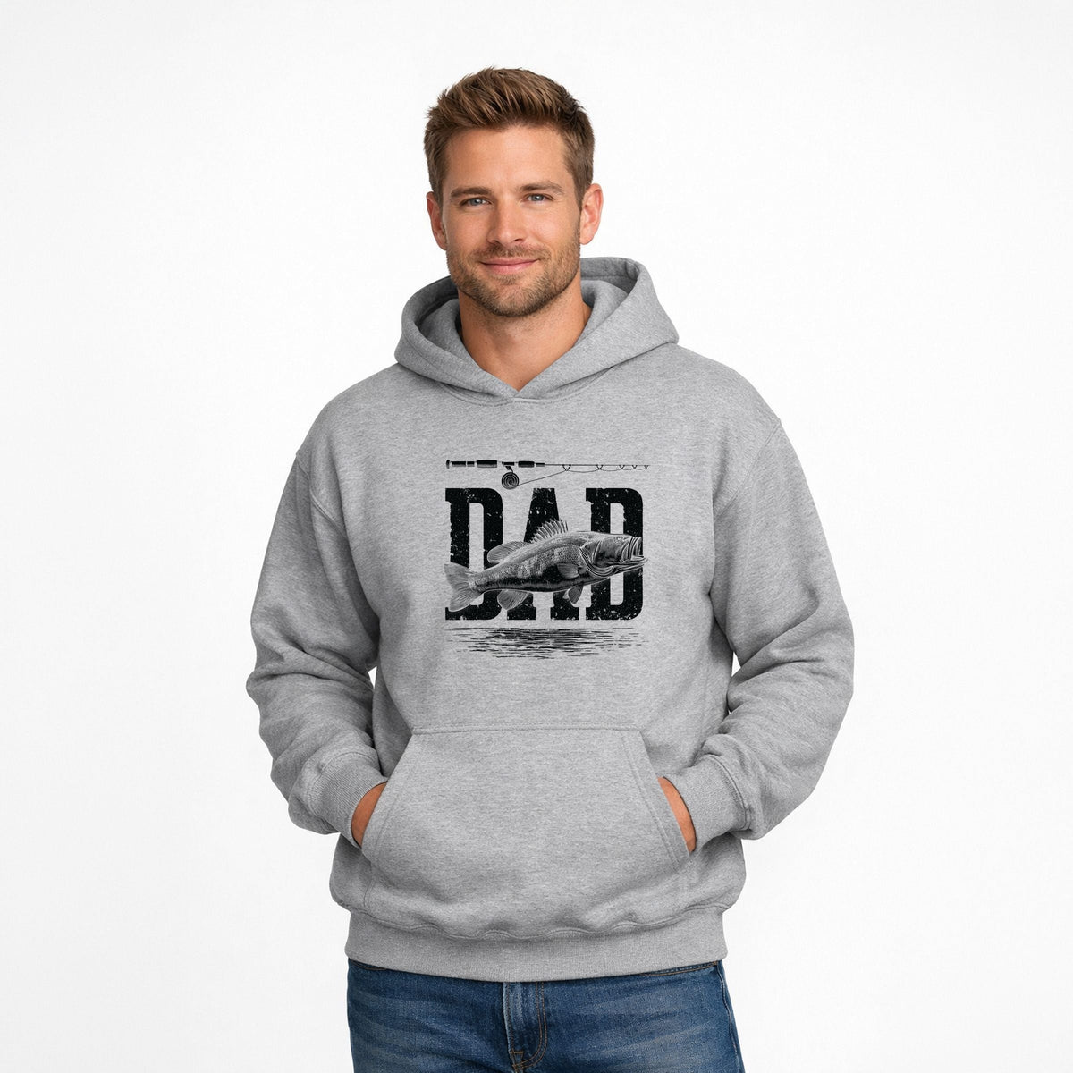 Dad Fishing Distressed - Men's Graphic Hoodie product image 4