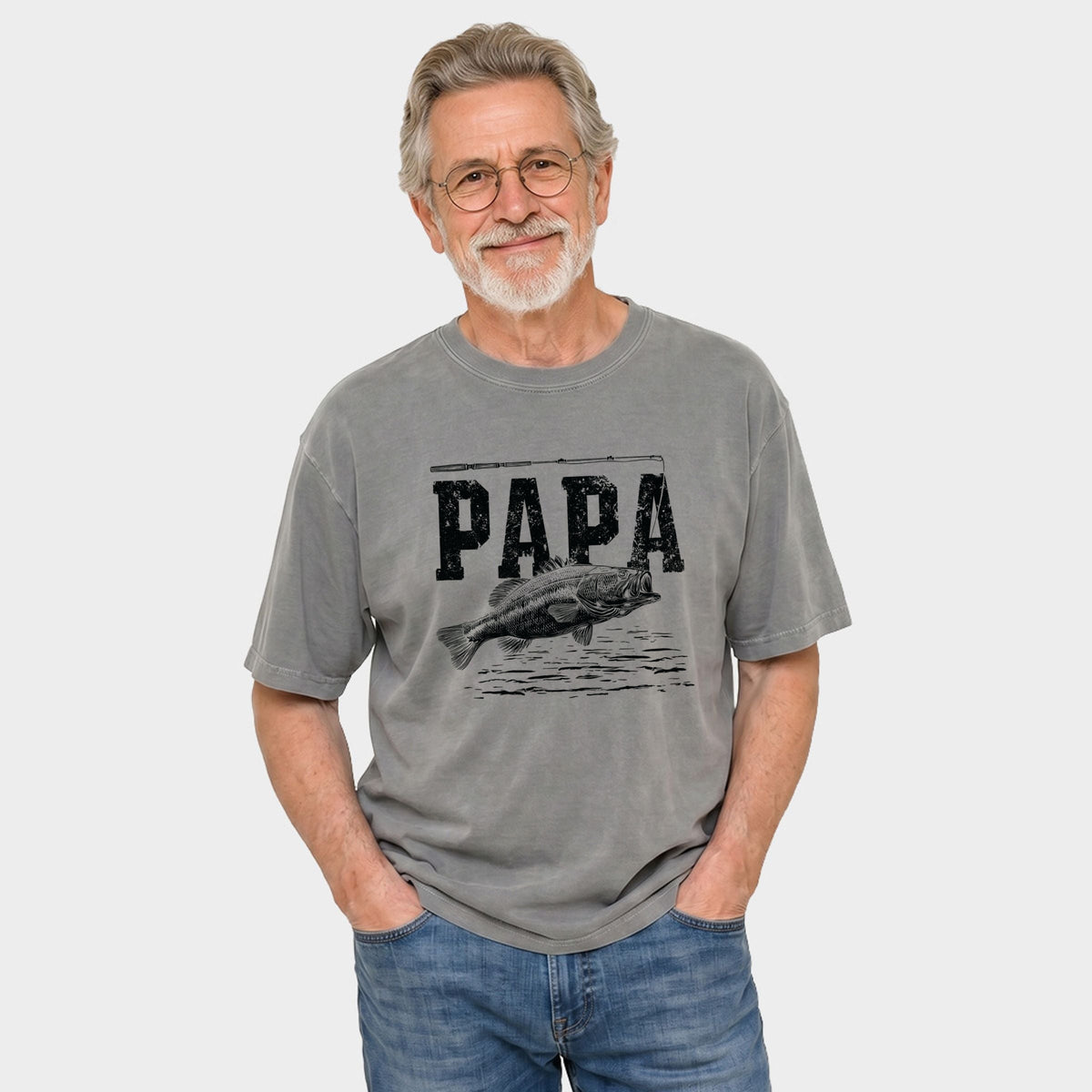 Papa Fishing Distressed - Men's Garment Dyed Graphic T-Shirt product image 5