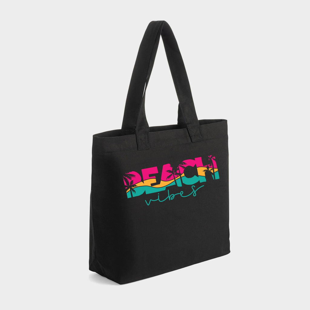 Beach Vibes Colorful Palm Trees - Zippered Canvas Tote