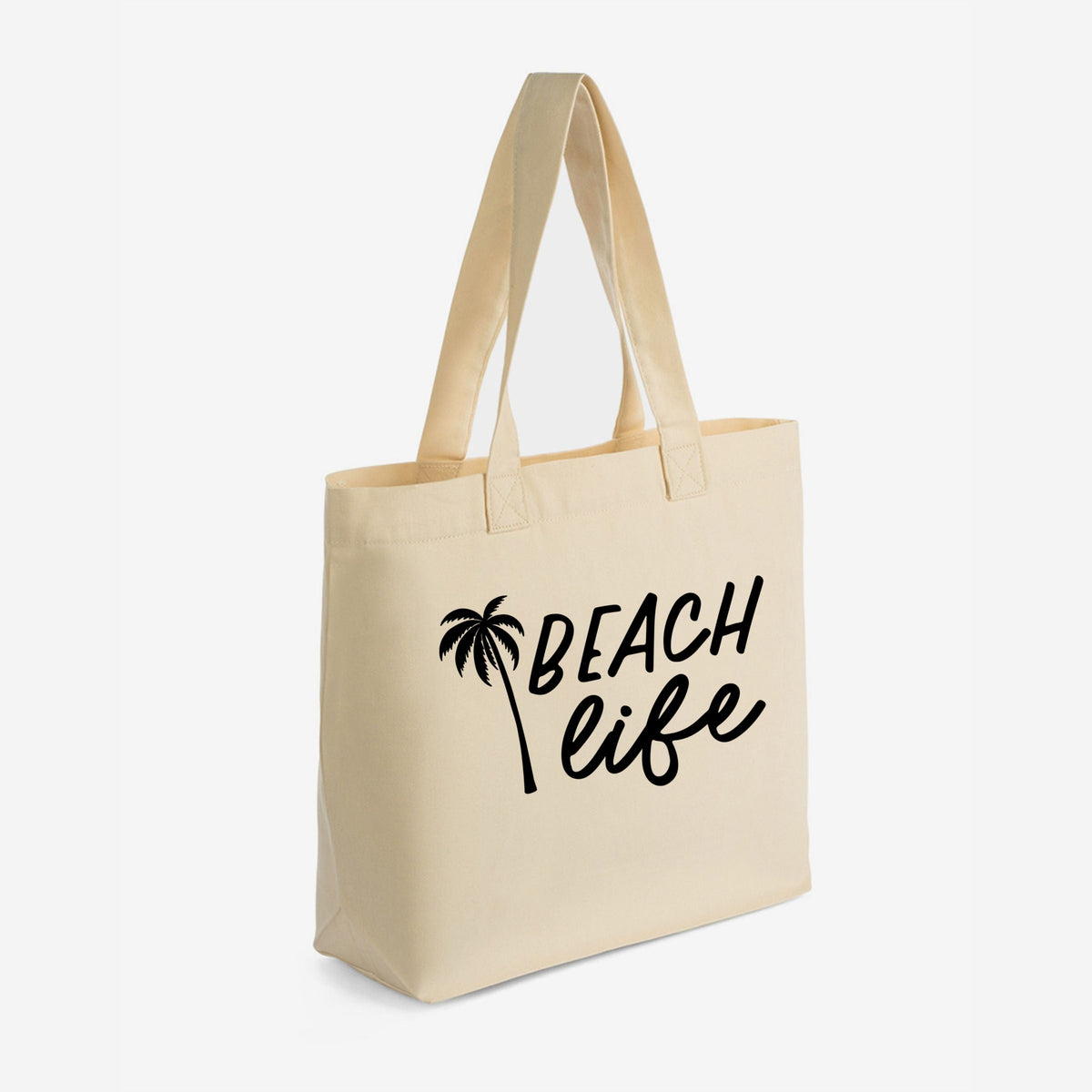 Beach Life Palm Trees - Zippered Canvas Tote