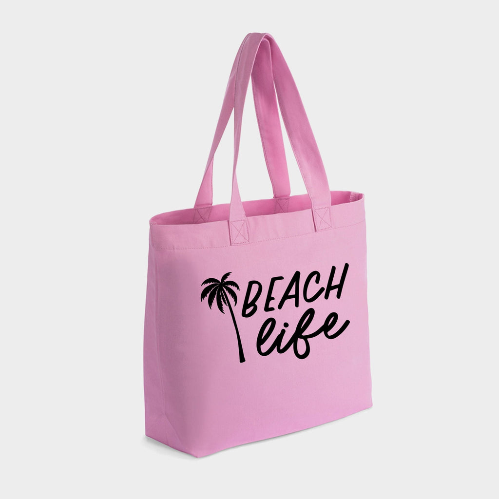 Beach Life Palm Trees - Zippered Canvas Tote