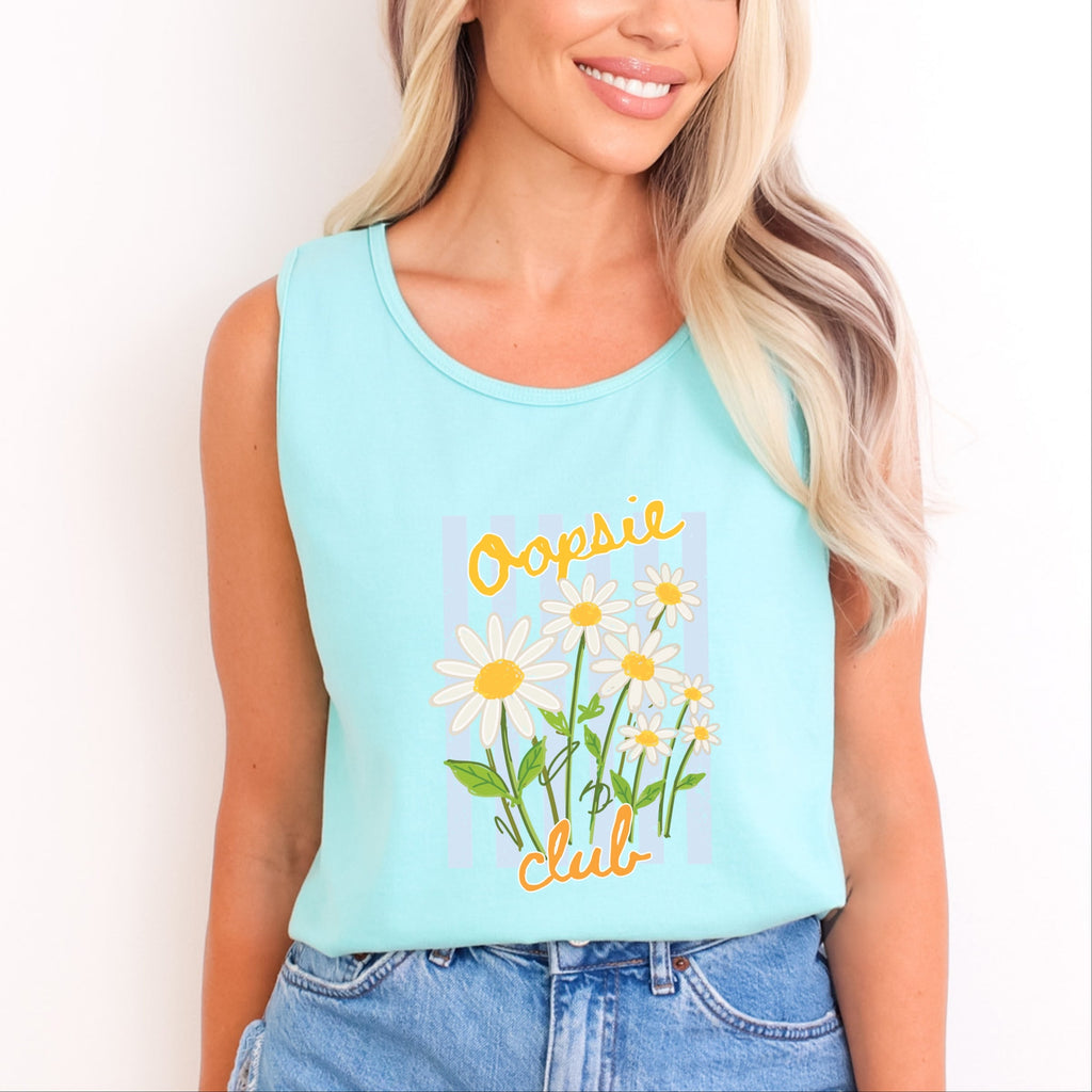 Oopsie Daisy Club Stripes - Women's Garment Dyed Graphic Tank Top