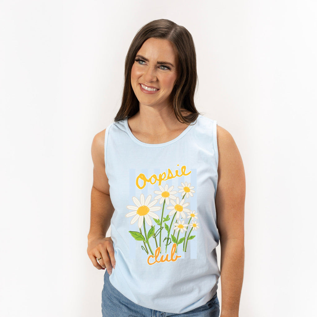 Oopsie Daisy Club Stripes - Women's Garment Dyed Graphic Tank Top