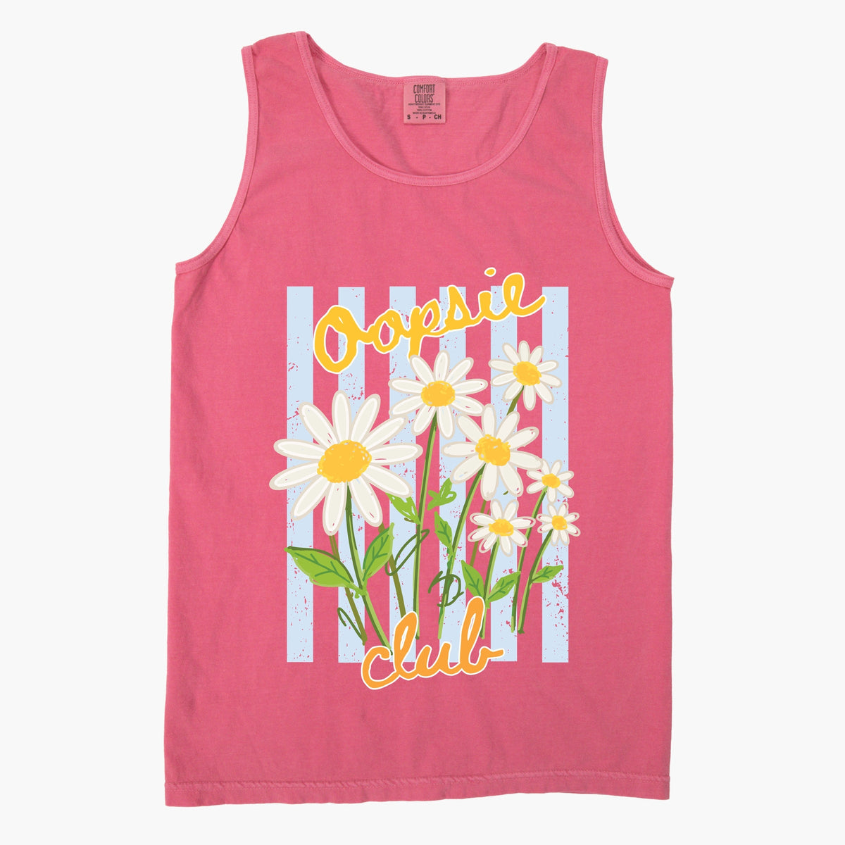 Oopsie Daisy Club Stripes - Women's Garment Dyed Graphic Tank Top