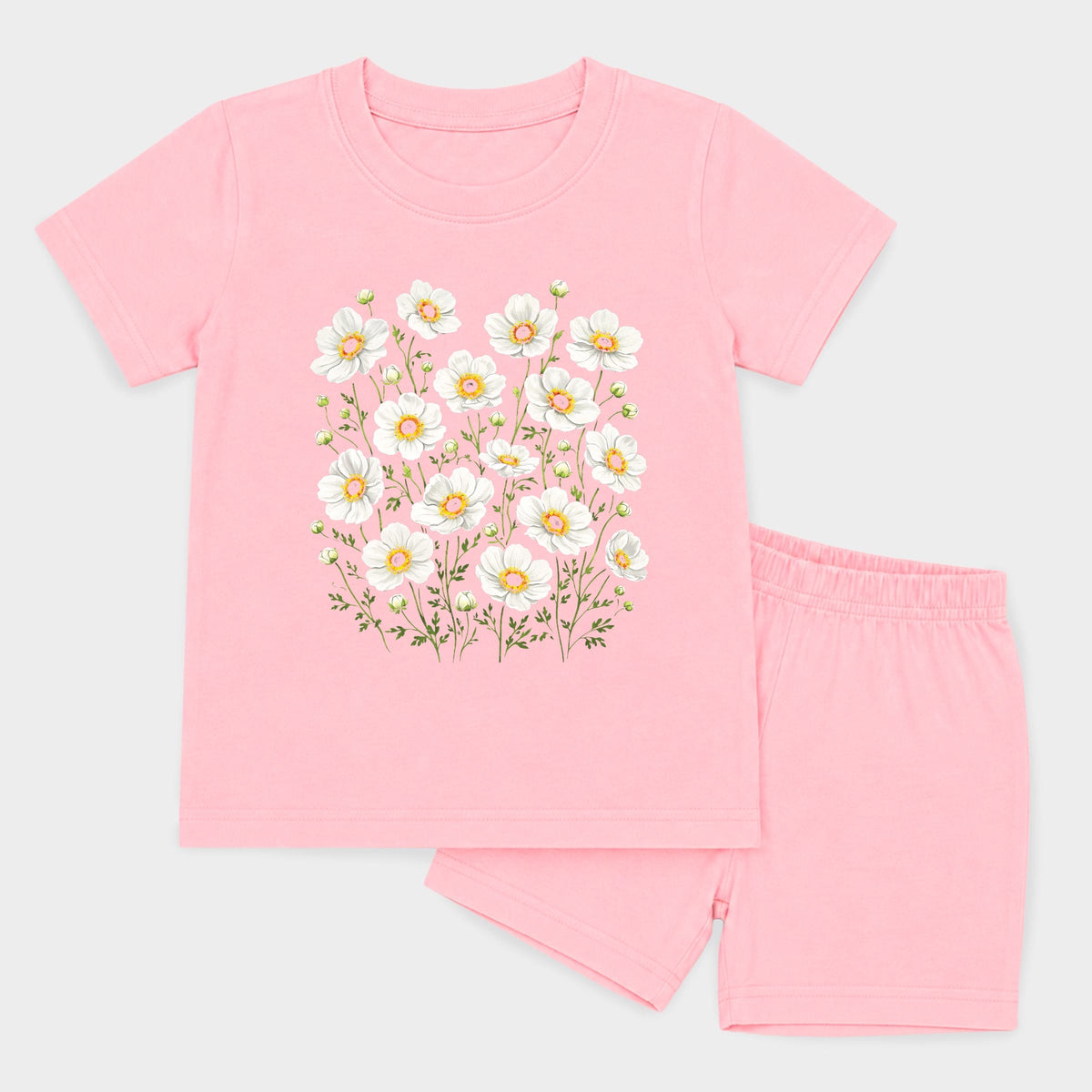 Watercolor Daisies - Toddler Crew Shorts Set product image 11