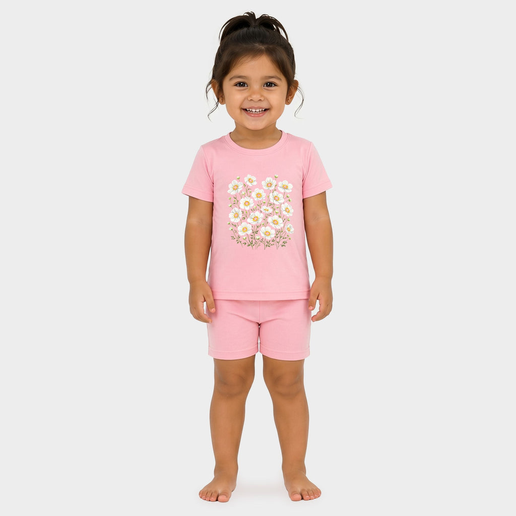 Watercolor Daisies - Toddler Crew Shorts Set product image 7