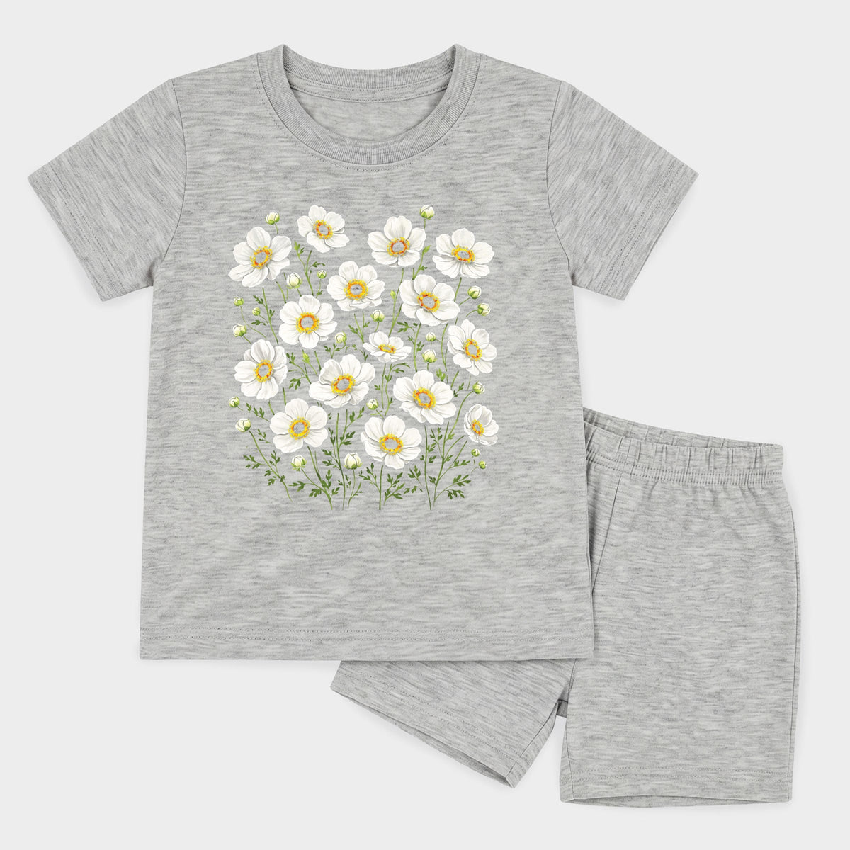 Watercolor Daisies - Toddler Crew Shorts Set product image 13