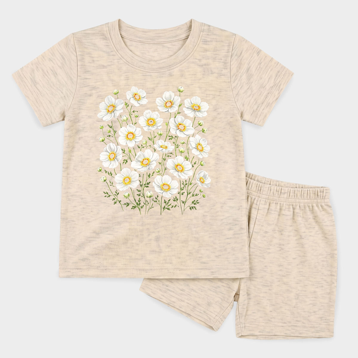 Watercolor Daisies - Toddler Crew Shorts Set product image 12