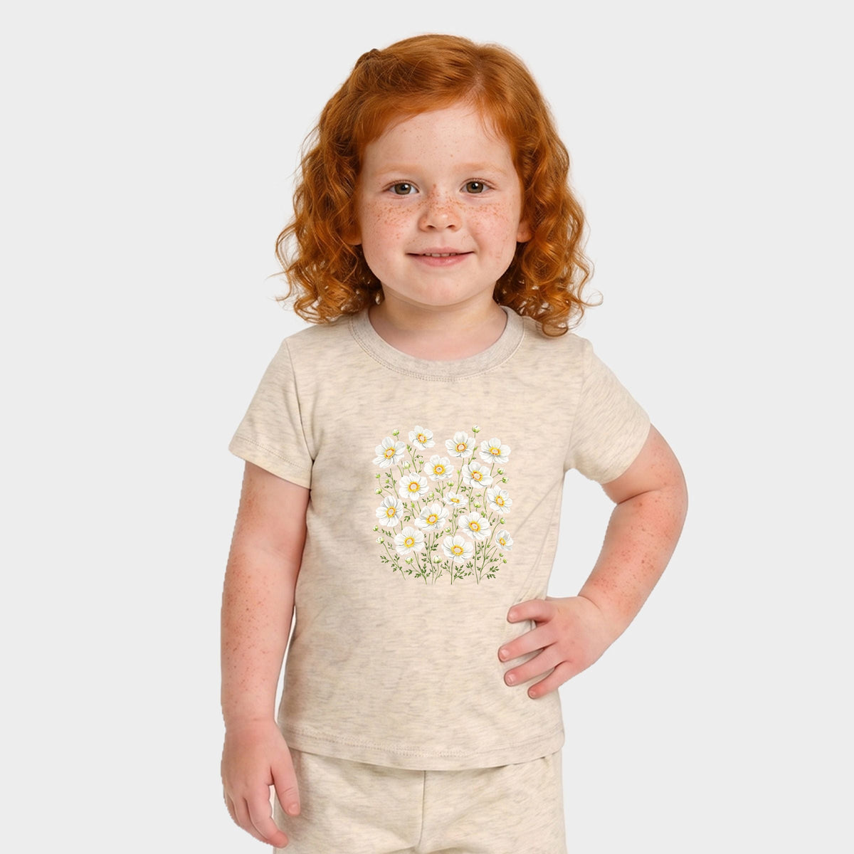 Watercolor Daisies - Toddler Crew Shorts Set product image 4