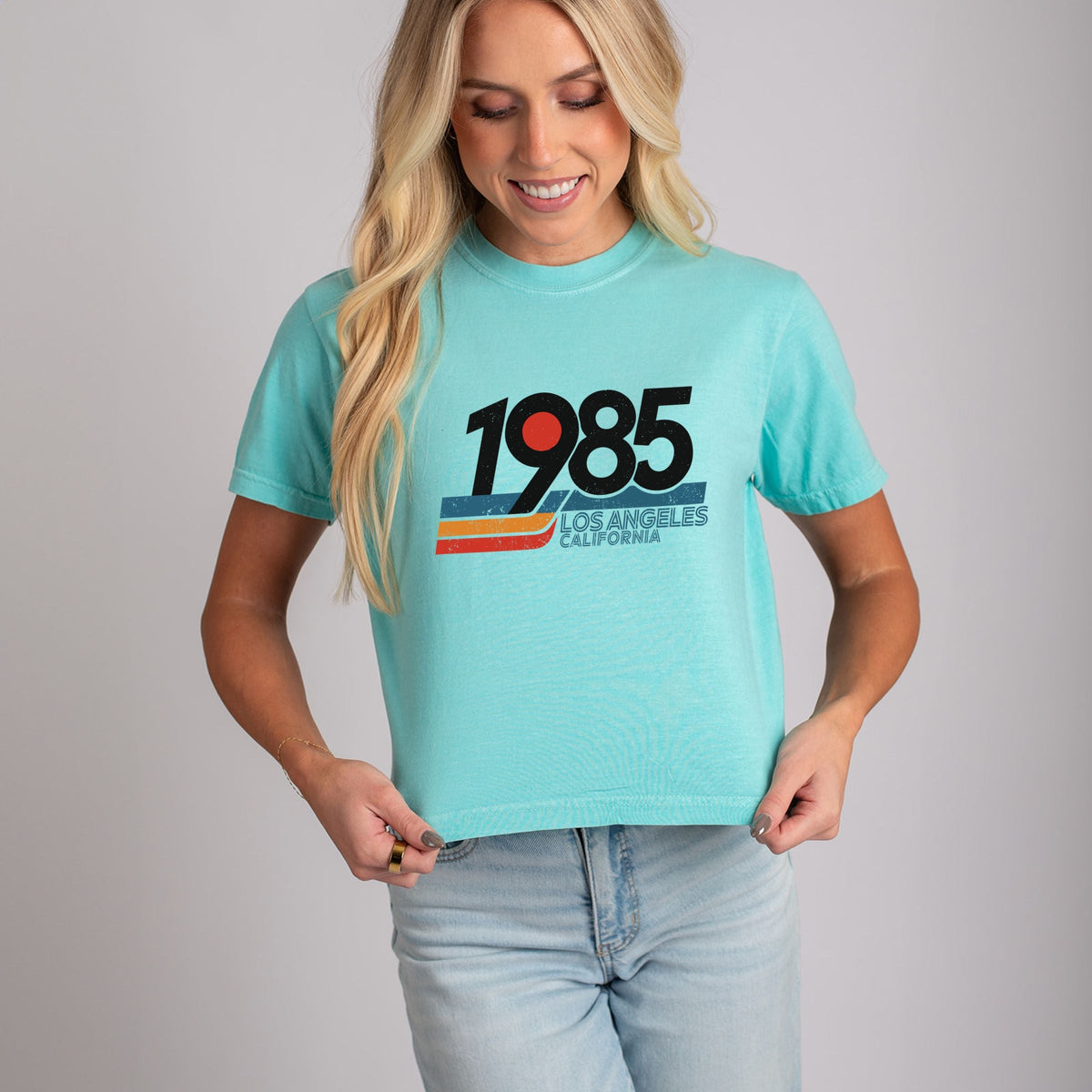 Retro 1985 Los Angeles - Women's Boxy Crop Top Graphic product image 3