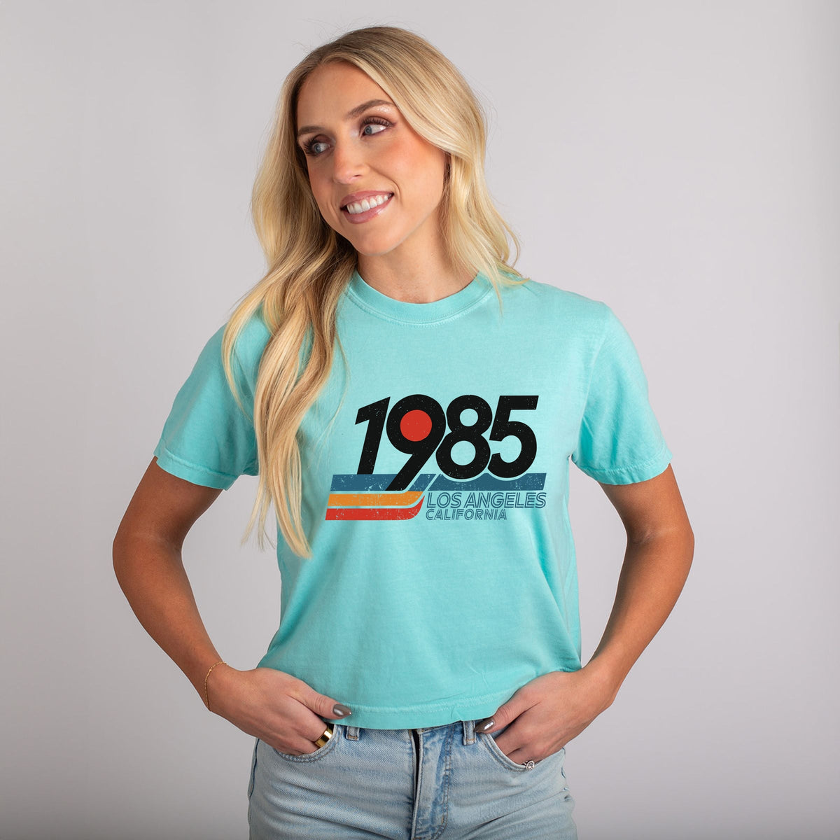 Retro 1985 Los Angeles - Women's Boxy Crop Top Graphic product image 4