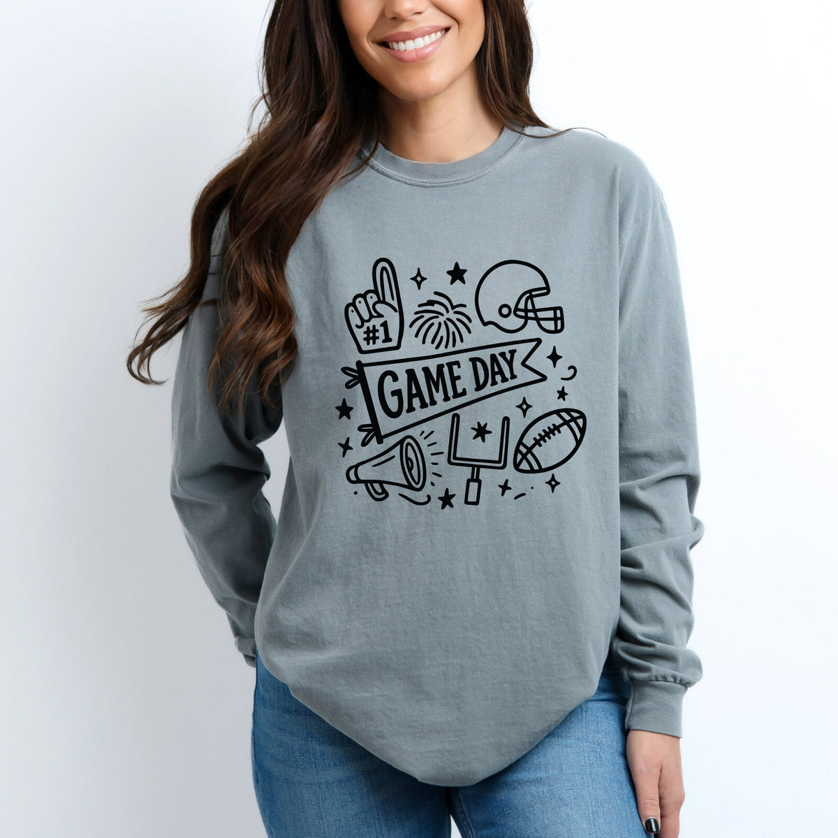 Football Game Day Doodles - Women's Garment Dyed Long product image 3