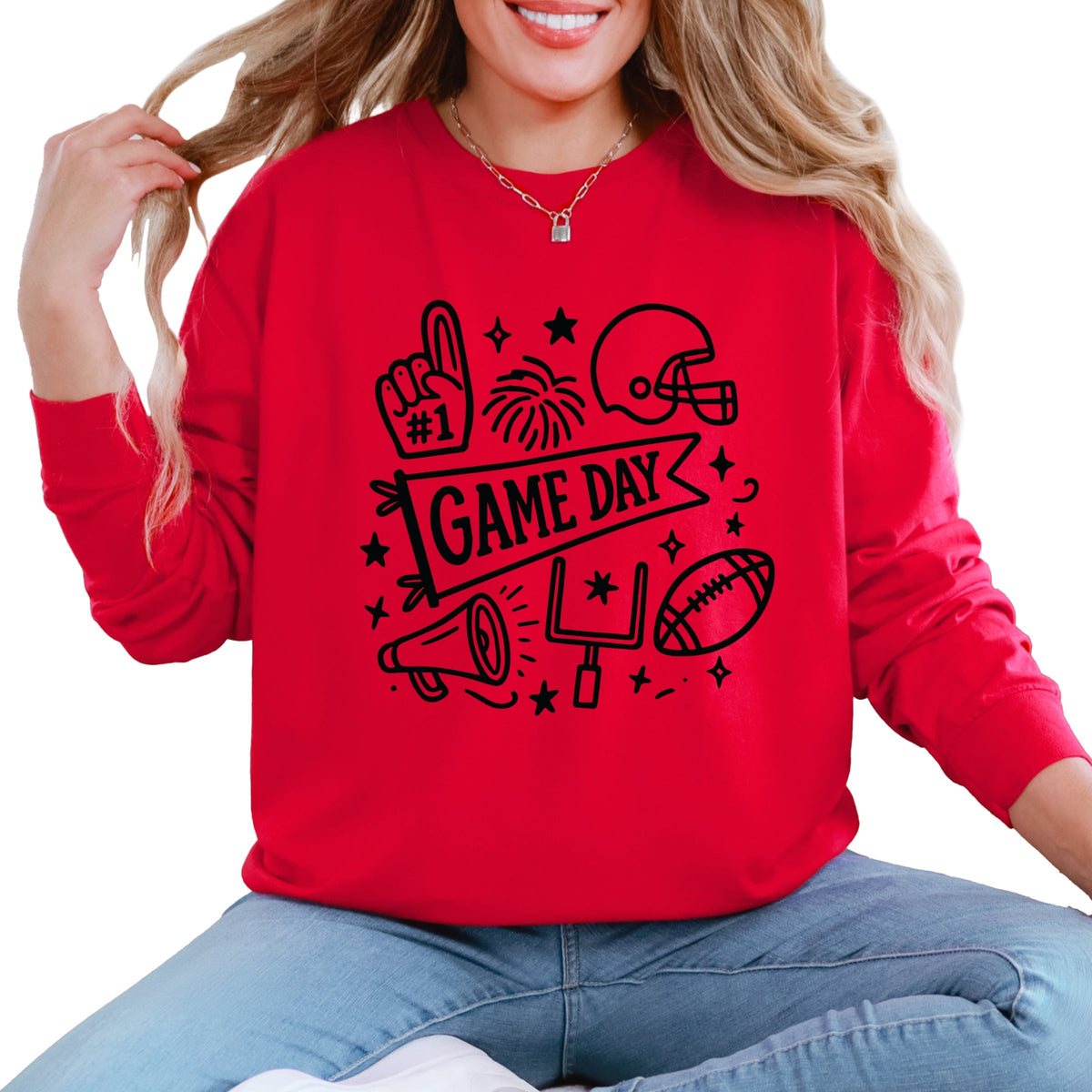 Football Game Day Doodles - Women's Garment Dyed Long product image 1