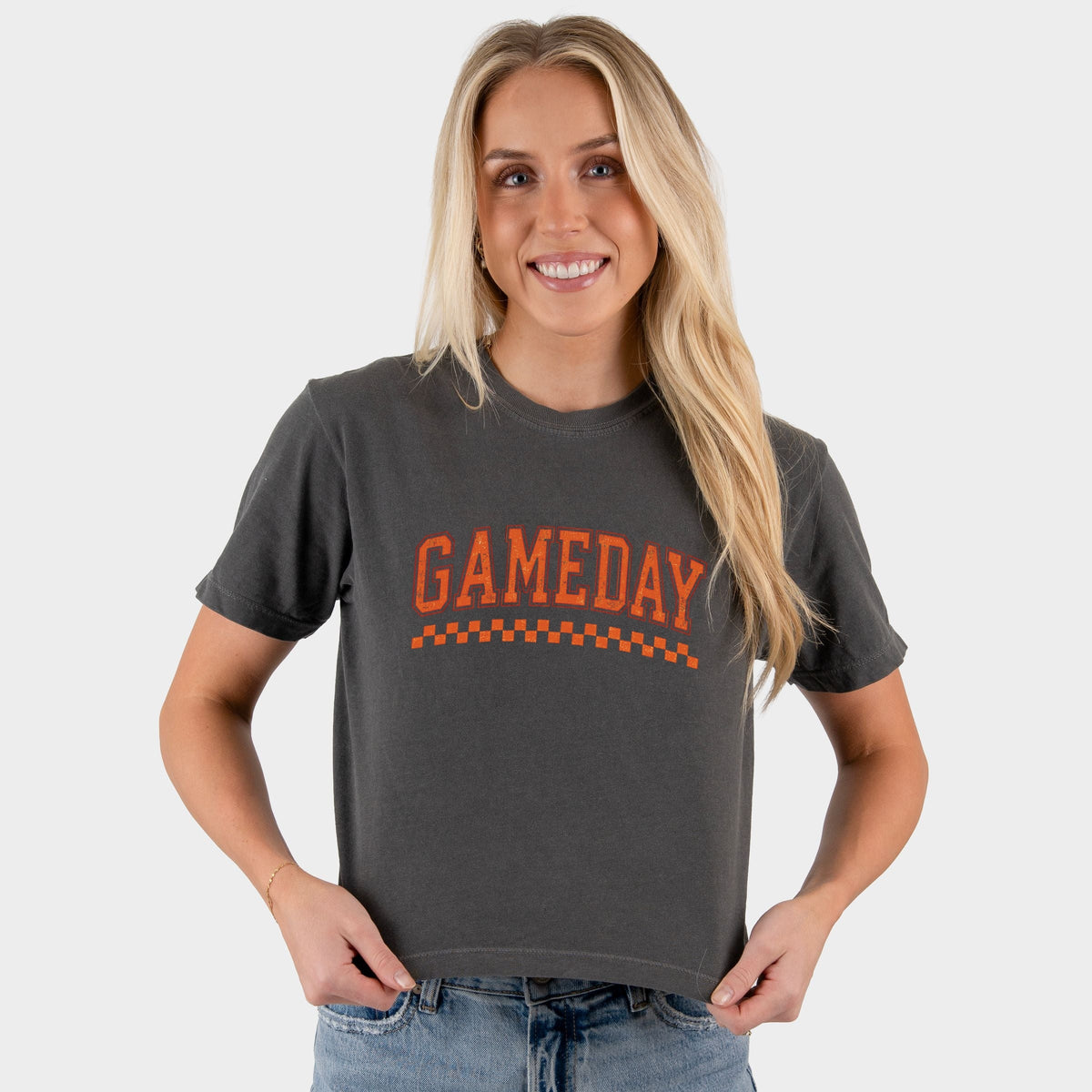 Gameday Varsity Checkers - Women's Boxy Crop Top Graphic product image 1