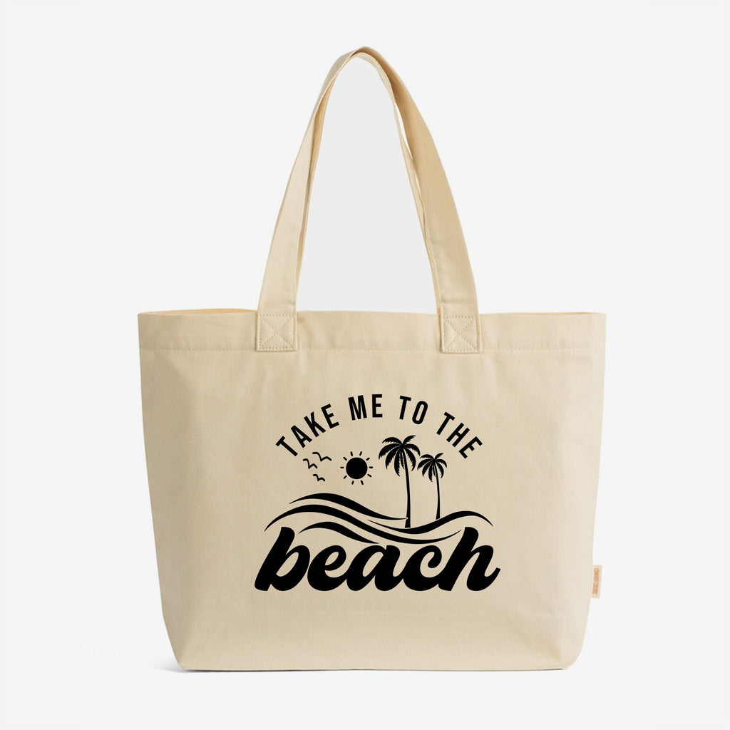 Take Me To The Beach Wave - Zippered Canvas Tote