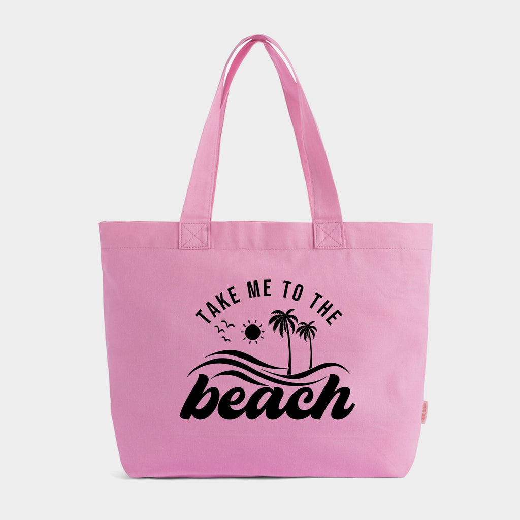 Take Me To The Beach Wave - Zippered Canvas Tote