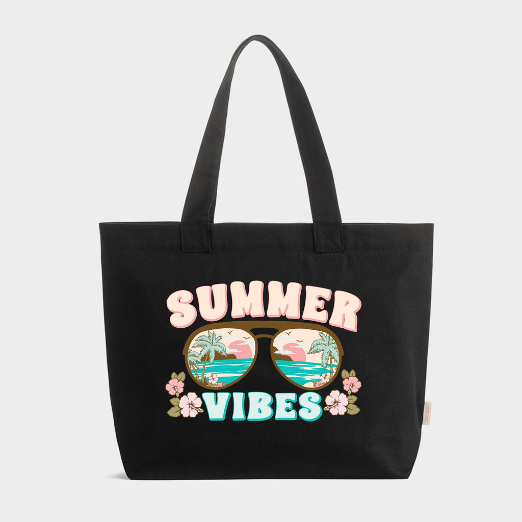 Summer Vibes Beach - Zippered Canvas Tote