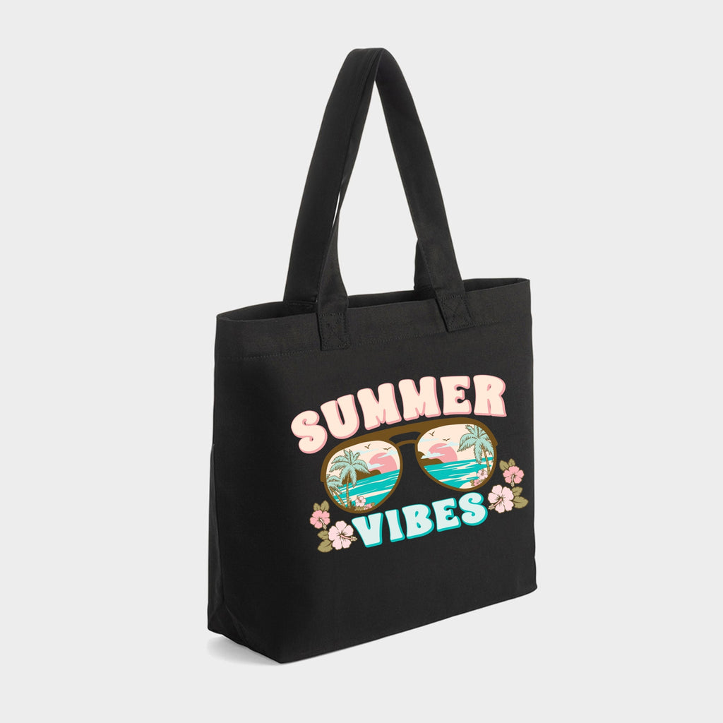 Summer Vibes Beach - Zippered Canvas Tote
