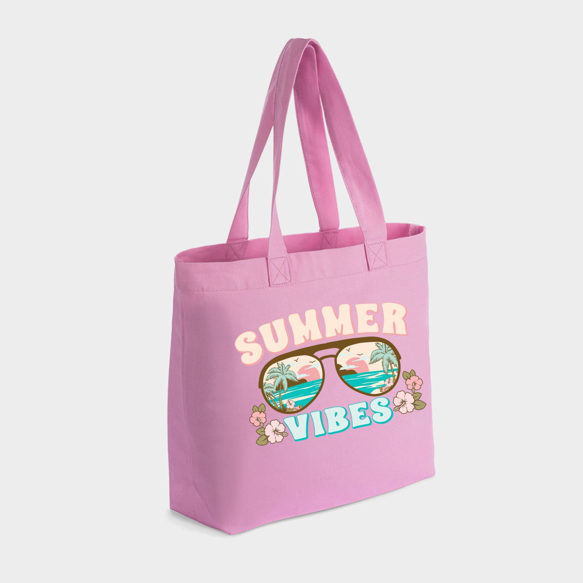 Summer Vibes Beach - Zippered Canvas Tote