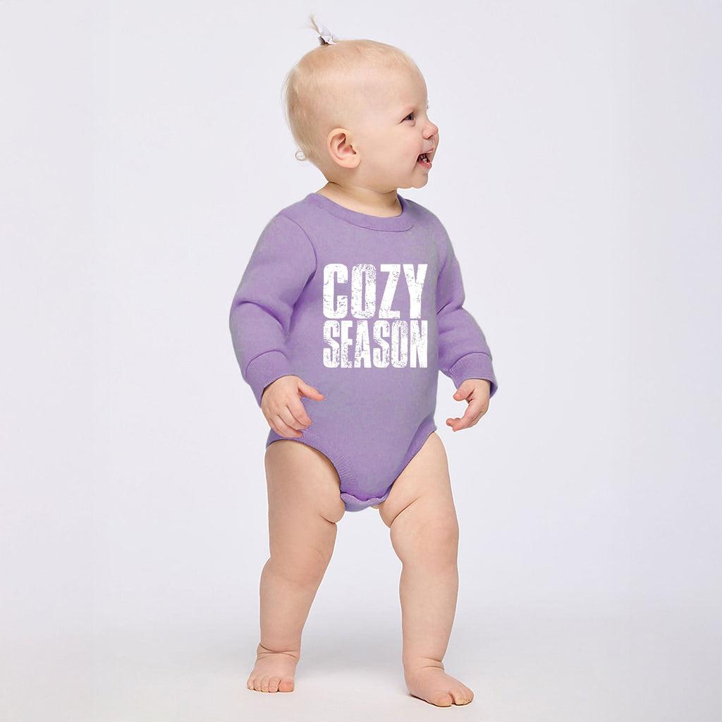 Cozy Season Block Distressed White - Infant Fleece BodySuit