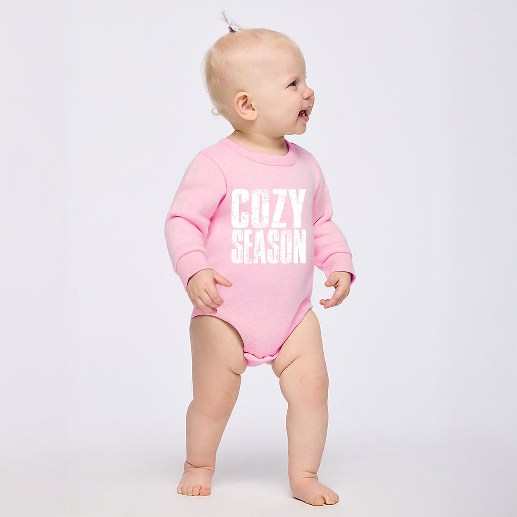 Cozy Season Block Distressed White - Infant Fleece BodySuit