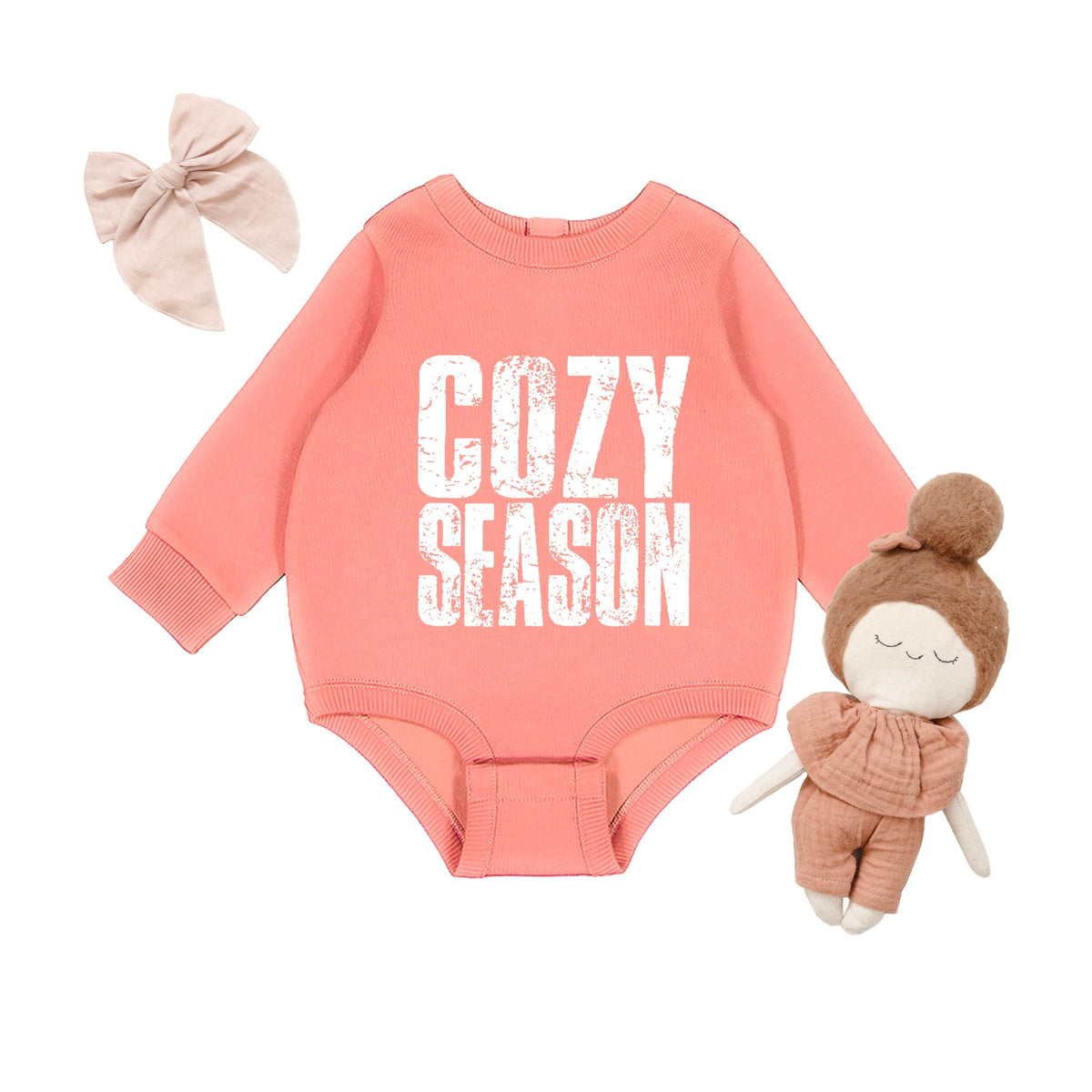 Cozy Season Block Distressed White - Infant Fleece BodySuit