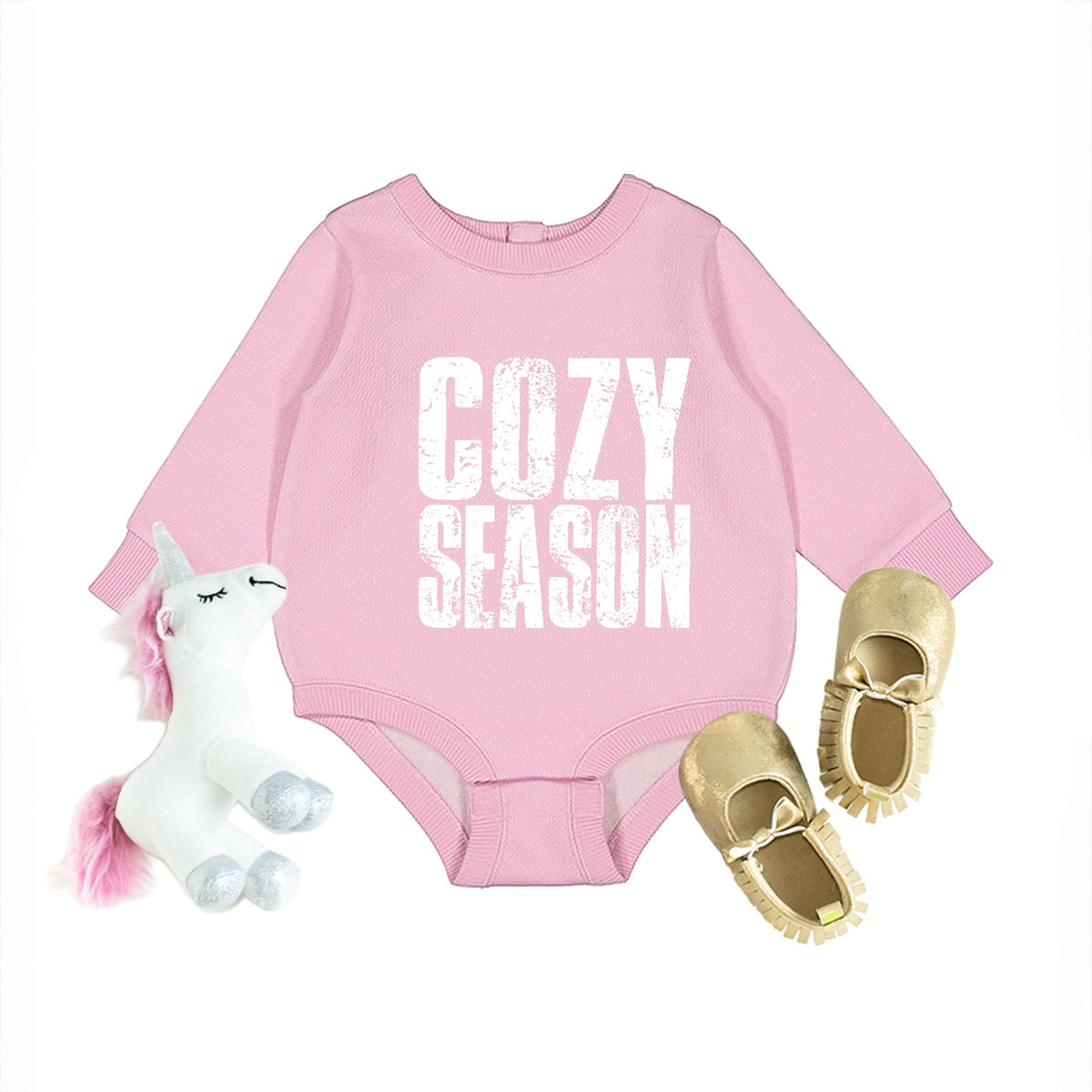 Cozy Season Block Distressed White - Infant Fleece BodySuit