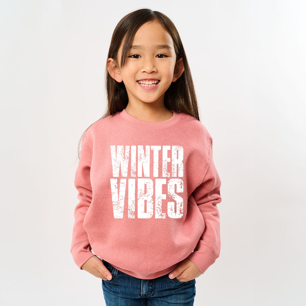 Winter Vibes Block Distressed - Youth Graphic Sweatshirt product image 1