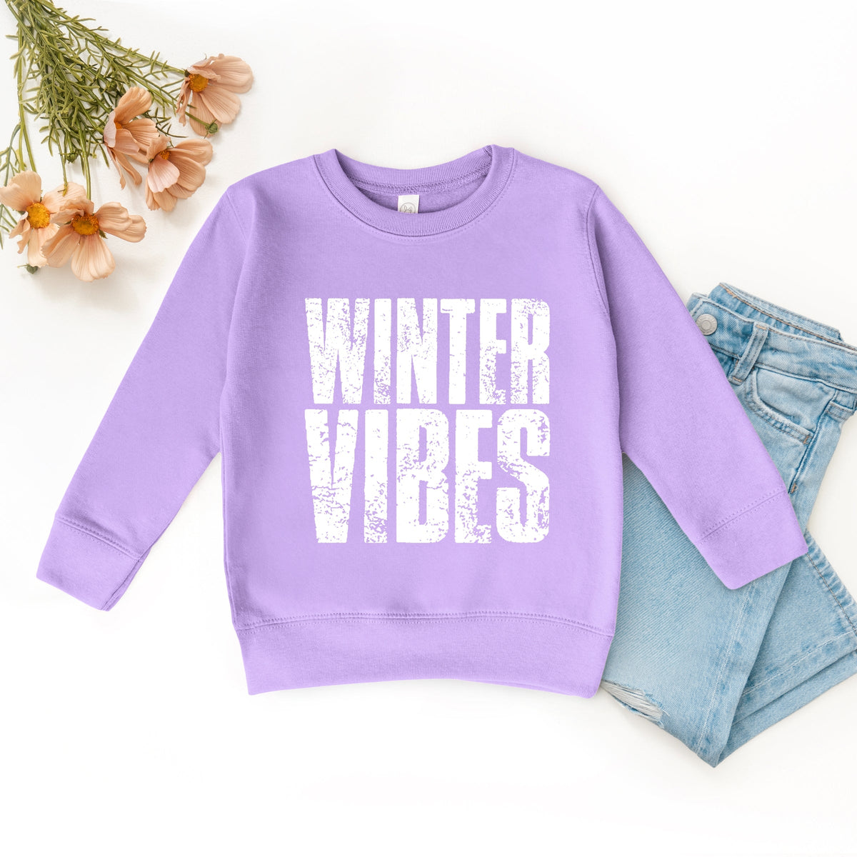 Winter Vibes Block Distressed - Toddler Graphic Sweatshirt product image 6