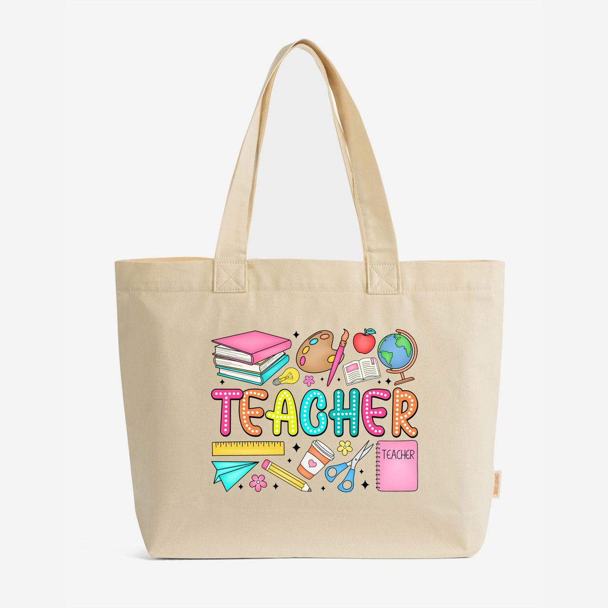 Teacher Bright Collage - Zippered Canvas Tote
