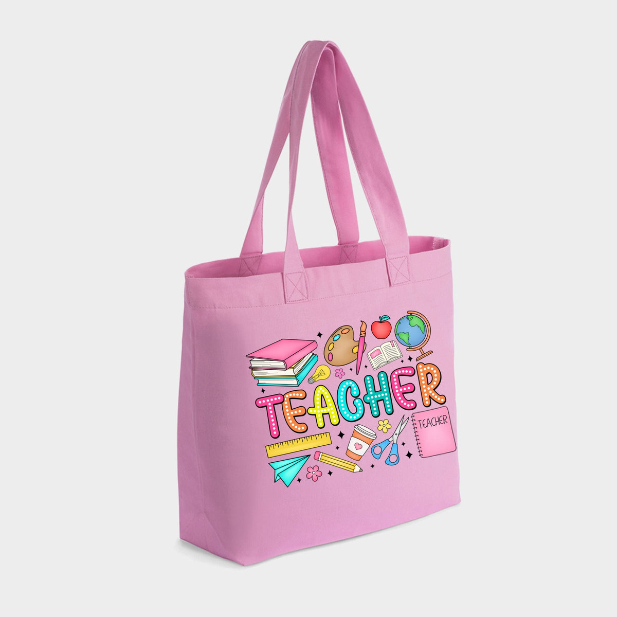 Teacher Bright Collage - Zippered Canvas Tote