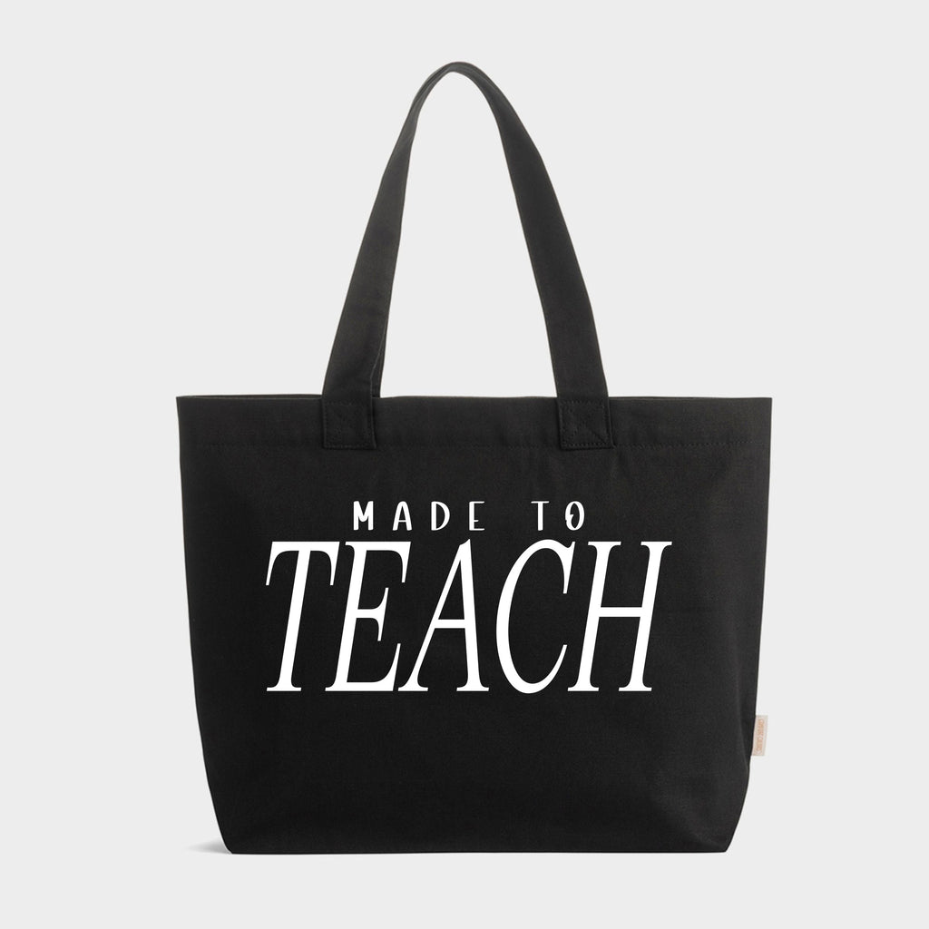 Made To Teach Italic - Zippered Canvas Tote