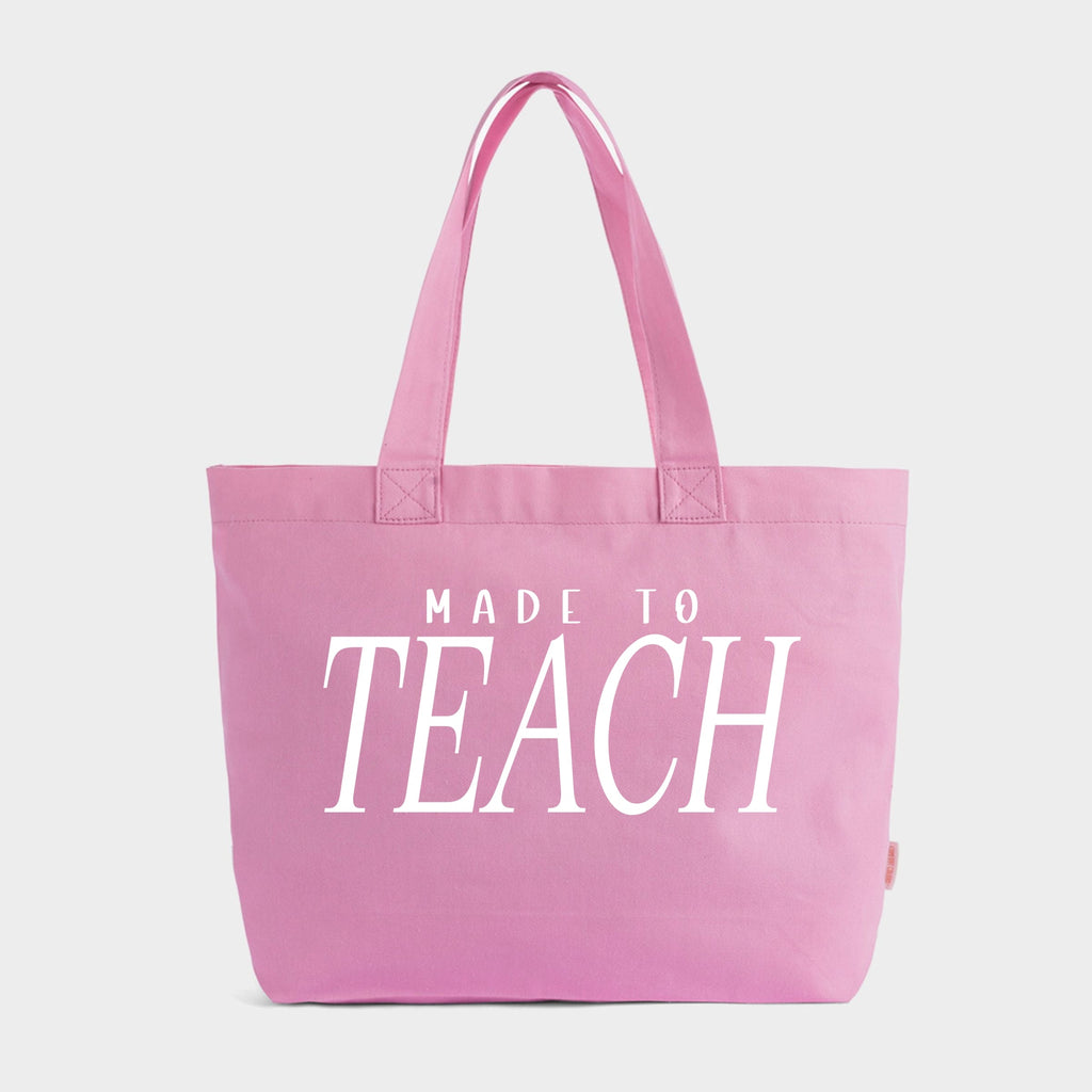 Made To Teach Italic - Zippered Canvas Tote