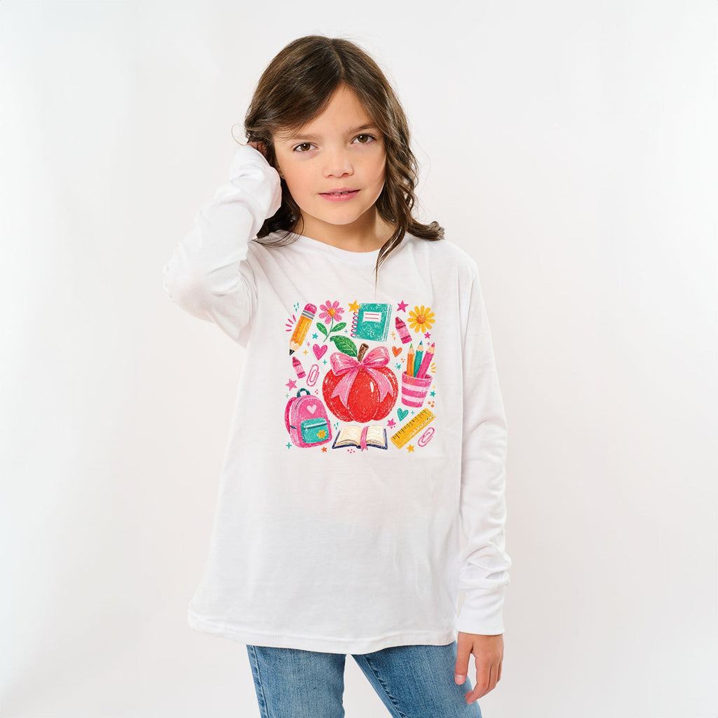 Back to School Apple and Supplies - Youth Long Sleeve product image 7
